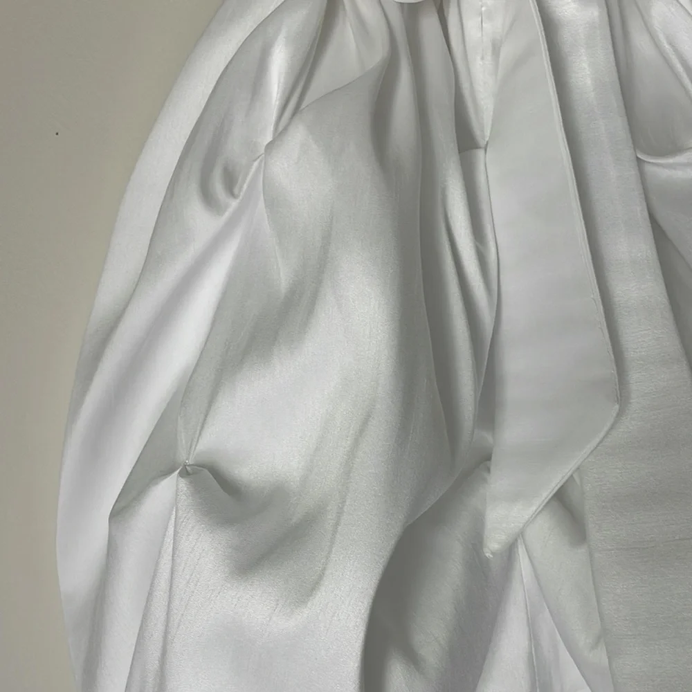 Cinderella White Satin Flower Accent Formal Dress